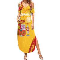 Custom Basketball Fan Jersey Spanish Family Matching Summer Maxi Dress and Hawaiian Shirt Royal Seal of España - Wonder Print Shop