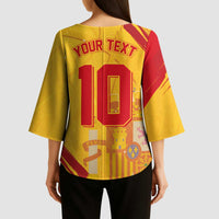 Custom Basketball Fan Jersey Spanish Kimono Sleeve Blouse Royal Seal of España - Wonder Print Shop