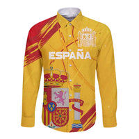 Custom Basketball Fan Jersey Spanish Long Sleeve Button Shirt Royal Seal of España - Wonder Print Shop