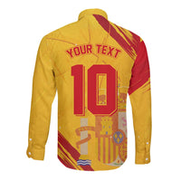 Custom Basketball Fan Jersey Spanish Long Sleeve Button Shirt Royal Seal of España - Wonder Print Shop