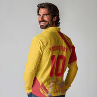 Custom Basketball Fan Jersey Spanish Long Sleeve Polo Shirt Royal Seal of España - Wonder Print Shop