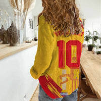 Custom Basketball Fan Jersey Spanish Women Casual Shirt Royal Seal of España - Wonder Print Shop