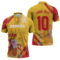 Custom Basketball Fan Jersey Spanish Zipper Polo Shirt Royal Seal of España - Wonder Print Shop
