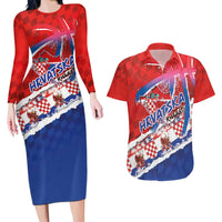 Basketball Fan Jersey Croatian Couples Matching Long Sleeve Bodycon Dress and Hawaiian Shirt Hrvatska-The Chequered Ones - Wonder Print Shop