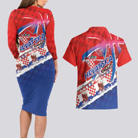 Basketball Fan Jersey Croatian Couples Matching Long Sleeve Bodycon Dress and Hawaiian Shirt Hrvatska-The Chequered Ones - Wonder Print Shop