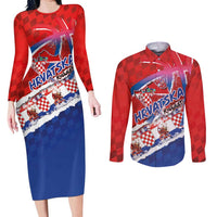 Basketball Fan Jersey Croatian Couples Matching Long Sleeve Bodycon Dress and Long Sleeve Button Shirt Hrvatska-The Chequered Ones - Wonder Print Shop