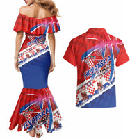 Basketball Fan Jersey Croatian Couples Matching Mermaid Dress and Hawaiian Shirt Hrvatska-The Chequered Ones - Wonder Print Shop