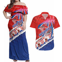 Basketball Fan Jersey Croatian Couples Matching Off Shoulder Maxi Dress and Hawaiian Shirt Hrvatska-The Chequered Ones - Wonder Print Shop