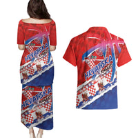 Basketball Fan Jersey Croatian Couples Matching Puletasi and Hawaiian Shirt Hrvatska-The Chequered Ones - Wonder Print Shop