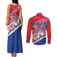 Basketball Fan Jersey Croatian Couples Matching Tank Maxi Dress and Long Sleeve Button Shirt Hrvatska-The Chequered Ones - Wonder Print Shop