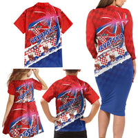 Basketball Fan Jersey Croatian Family Matching Long Sleeve Bodycon Dress and Hawaiian Shirt Hrvatska-The Chequered Ones - Wonder Print Shop