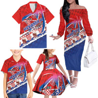 Basketball Fan Jersey Croatian Family Matching Off The Shoulder Long Sleeve Dress and Hawaiian Shirt Hrvatska-The Chequered Ones - Wonder Print Shop