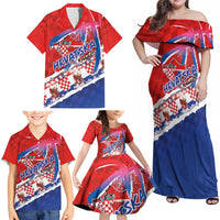 Basketball Fan Jersey Croatian Family Matching Off Shoulder Maxi Dress and Hawaiian Shirt Hrvatska-The Chequered Ones - Wonder Print Shop