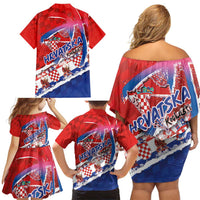 Basketball Fan Jersey Croatian Family Matching Off Shoulder Short Dress and Hawaiian Shirt Hrvatska-The Chequered Ones - Wonder Print Shop