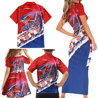 Basketball Fan Jersey Croatian Family Matching Short Sleeve Bodycon Dress and Hawaiian Shirt Hrvatska-The Chequered Ones - Wonder Print Shop