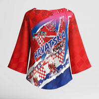 Basketball Fan Jersey Croatian Kimono Sleeve Blouse Hrvatska-The Chequered Ones - Wonder Print Shop