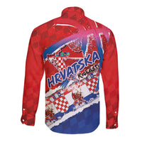 Basketball Fan Jersey Croatian Long Sleeve Button Shirt Hrvatska-The Chequered Ones - Wonder Print Shop