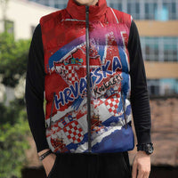 Basketball Fan Jersey Croatian Sleeveless Puffer Jacket Hrvatska-The Chequered Ones - Wonder Print Shop