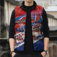 Basketball Fan Jersey Croatian Sleeveless Puffer Jacket Hrvatska-The Chequered Ones - Wonder Print Shop