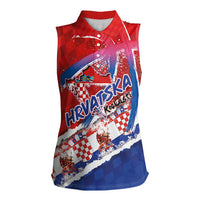 Basketball Fan Jersey Croatian Women Sleeveless Polo Shirt Hrvatska-The Chequered Ones - Wonder Print Shop