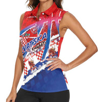 Basketball Fan Jersey Croatian Women Sleeveless Polo Shirt Hrvatska-The Chequered Ones - Wonder Print Shop