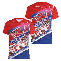 Basketball Fan Jersey Croatian Women V-Neck T-Shirt Hrvatska-The Chequered Ones - Wonder Print Shop