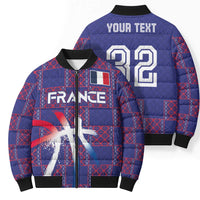 Custom Basketball Fan Jersey French Bomber Puffer Jacket Paris Architectural Heritage Checkered Style - Wonder Print Shop