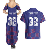 Custom Basketball Fan Jersey French Couples Matching Summer Maxi Dress and Hawaiian Shirt Paris Architectural Heritage Checkered Style - Wonder Print Shop