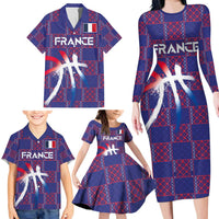 Custom Basketball Fan Jersey French Family Matching Long Sleeve Bodycon Dress and Hawaiian Shirt Paris Architectural Heritage Checkered Style - Wonder Print Shop