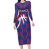 Custom Basketball Fan Jersey French Family Matching Long Sleeve Bodycon Dress and Hawaiian Shirt Paris Architectural Heritage Checkered Style - Wonder Print Shop