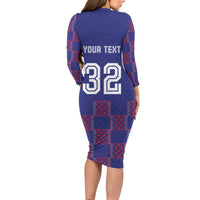Custom Basketball Fan Jersey French Family Matching Long Sleeve Bodycon Dress and Hawaiian Shirt Paris Architectural Heritage Checkered Style - Wonder Print Shop
