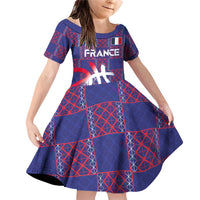Custom Basketball Fan Jersey French Family Matching Off Shoulder Short Dress and Hawaiian Shirt Paris Architectural Heritage Checkered Style - Wonder Print Shop
