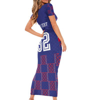 Custom Basketball Fan Jersey French Family Matching Short Sleeve Bodycon Dress and Hawaiian Shirt Paris Architectural Heritage Checkered Style - Wonder Print Shop