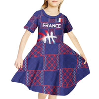 Custom Basketball Fan Jersey French Kid Short Sleeve Dress Paris Architectural Heritage Checkered Style - Wonder Print Shop