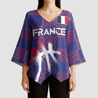 Custom Basketball Fan Jersey French Kimono Sleeve Blouse Paris Architectural Heritage Checkered Style - Wonder Print Shop