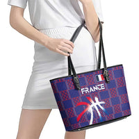 Basketball Fan Jersey French Leather Tote Bag Paris Architectural Heritage Checkered Style - Wonder Print Shop