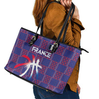 Basketball Fan Jersey French Leather Tote Bag Paris Architectural Heritage Checkered Style - Wonder Print Shop