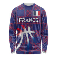 Custom Basketball Fan Jersey French Long Sleeve Shirt Paris Architectural Heritage Checkered Style - Wonder Print Shop