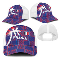 Basketball Fan Jersey French Mesh Trucker Cap Paris Architectural Heritage Checkered Style - Wonder Print Shop