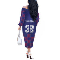 Custom Basketball Fan Jersey French Off The Shoulder Long Sleeve Dress Paris Architectural Heritage Checkered Style - Wonder Print Shop