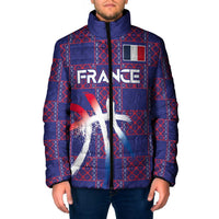 Custom Basketball Fan Jersey French Padded Jacket Paris Architectural Heritage Checkered Style - Wonder Print Shop