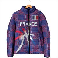 Custom Basketball Fan Jersey French Padded Jacket Paris Architectural Heritage Checkered Style - Wonder Print Shop