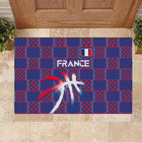 Basketball Fan Jersey French Rubber Doormat Paris Architectural Heritage Checkered Style - Wonder Print Shop