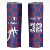 Custom Basketball Fan Jersey French Skinny Tumbler Paris Architectural Heritage Checkered Style - Wonder Print Shop