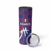 Custom Basketball Fan Jersey French Skinny Tumbler Paris Architectural Heritage Checkered Style - Wonder Print Shop