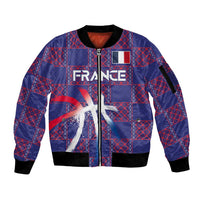 Custom Basketball Fan Jersey French Sleeve Zip Bomber Jacket Paris Architectural Heritage Checkered Style - Wonder Print Shop