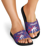 Basketball Fan Jersey French Slide Sandals Paris Architectural Heritage Checkered Style - Wonder Print Shop