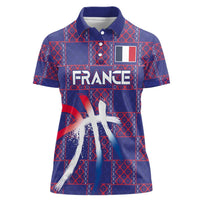Custom Basketball Fan Jersey French Women Polo Shirt Paris Architectural Heritage Checkered Style - Wonder Print Shop
