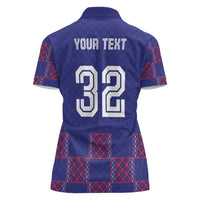 Custom Basketball Fan Jersey French Women Polo Shirt Paris Architectural Heritage Checkered Style - Wonder Print Shop