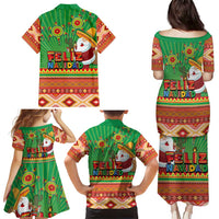 Mexico Family Matching Puletasi and Hawaiian Shirt Feliz Navidad Aztec Geometric Pattern - Wonder Print Shop